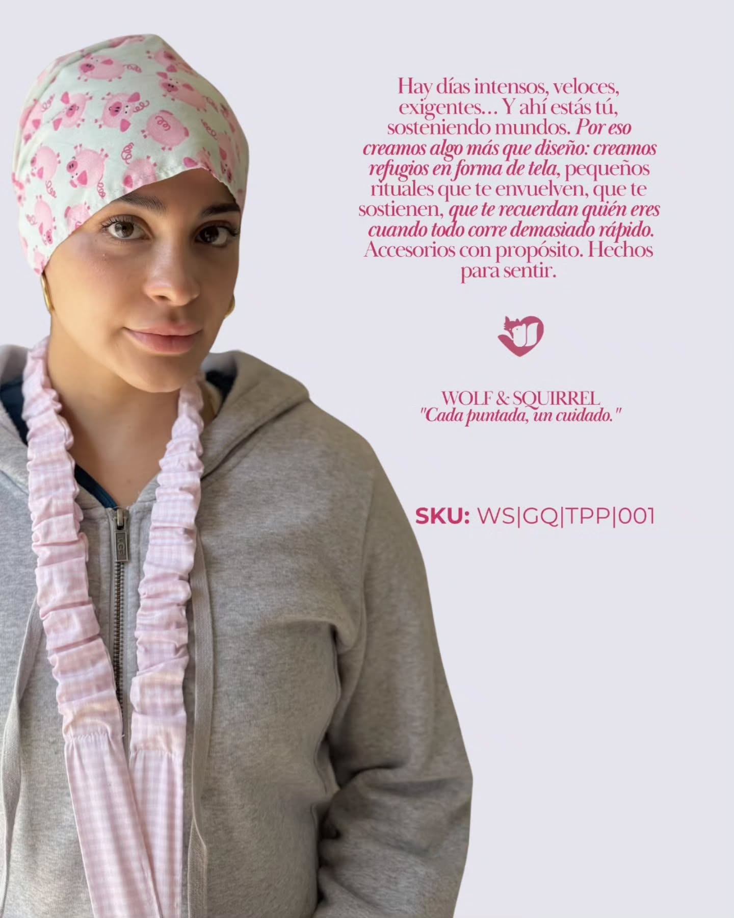 Gorra Cerditos con lanyard rosa
